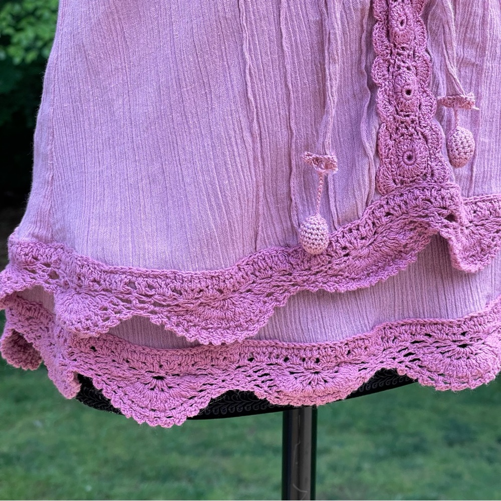 Tracy Porter Tank Top Boho Mauve/Pink Crochet Babydoll Women’s Size 6-8 EUC - Picture 5 of 15